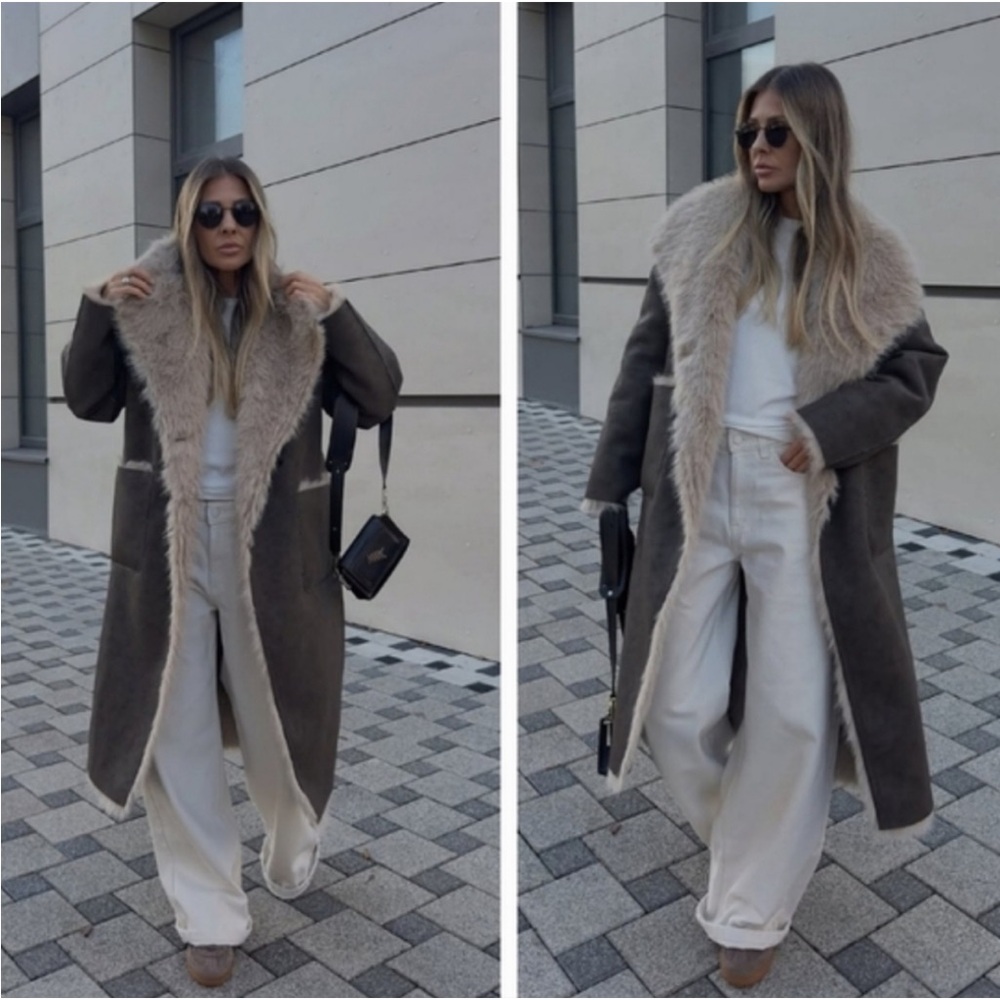 ZARA REVERSIBLE FAUX FUR DOUBLE-FACED COAT